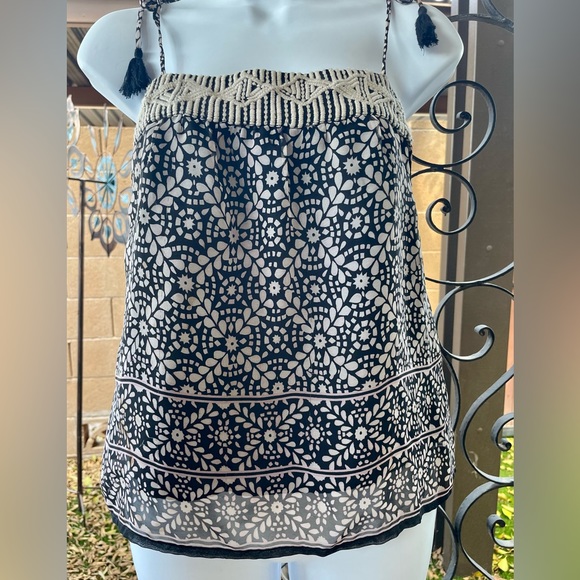 American Eagle Outfitters AEO Print Embroidered Tie Straps Tassel Accent XS TP - Picture 3 of 16